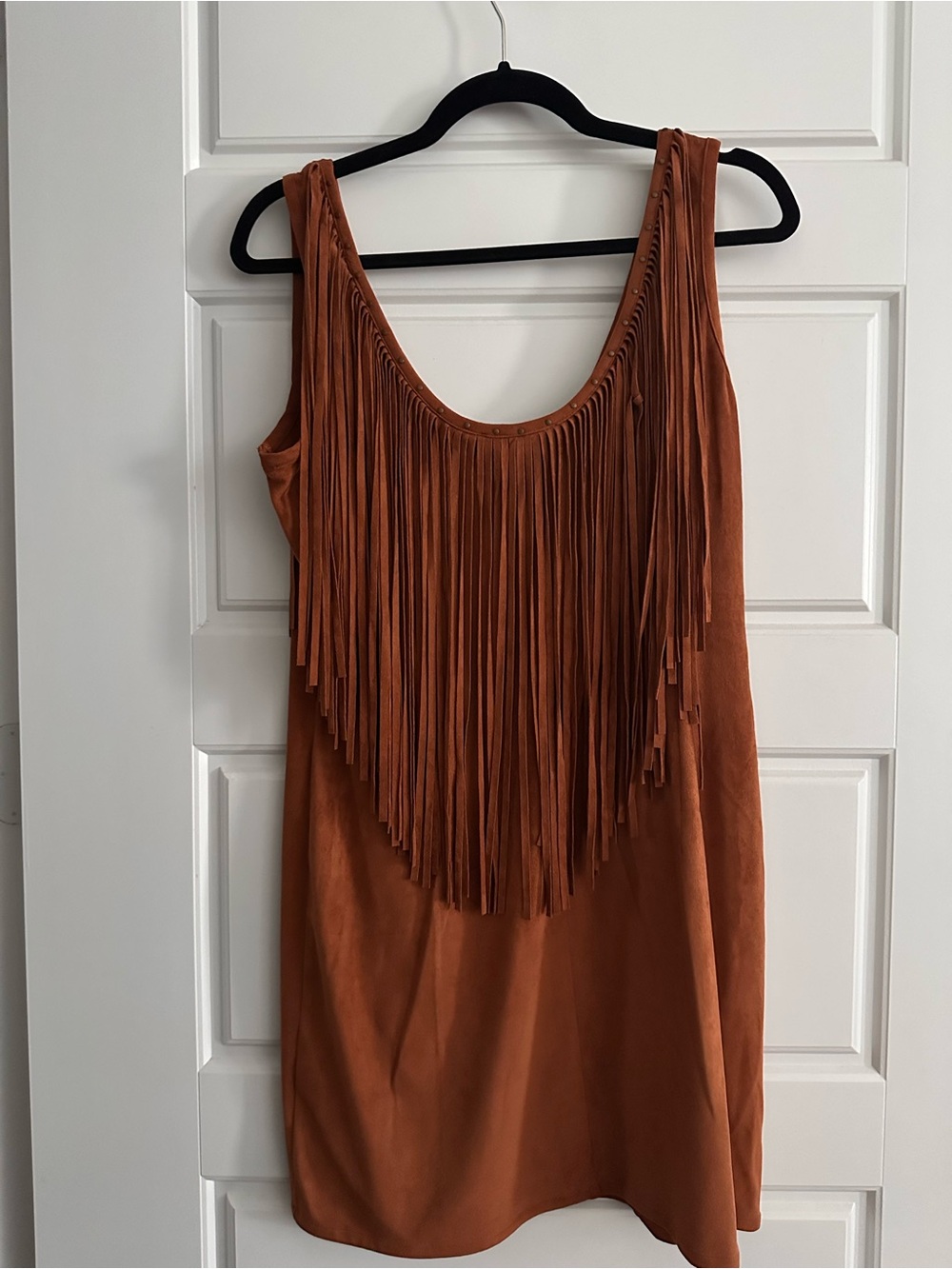 Idyllwind Fringe faux Suede Tank Dress - Rust Brown
